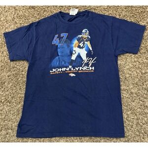 Vintage Y2K John Lynch Denver Broncos Shirt Navy Blue Mens Size Large